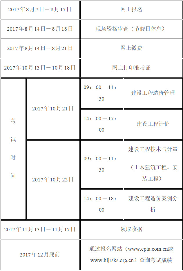 黑龍江2017年造價工程師考試資格審核時間.jpg